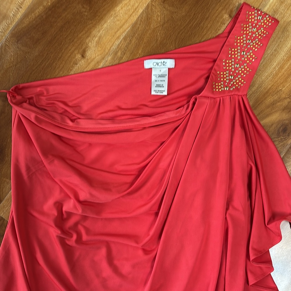 Cache Red One-Shoulder Blouse - Picture 2 of 3